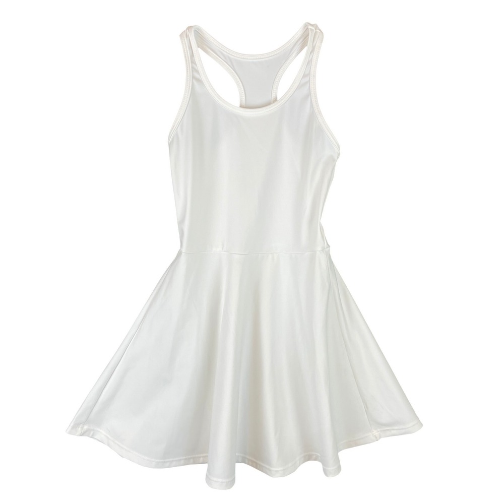 Kids White Racerback Athletic Tennis Dress and Shorts Set H3E284 Size 6